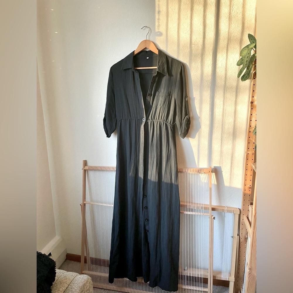 Maxi Linen Button Up Shirt Dress